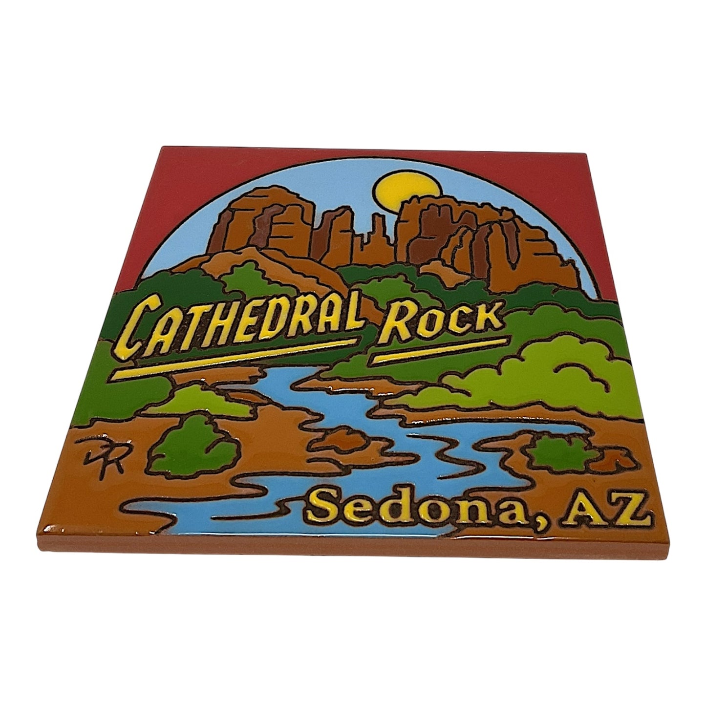 Earthtones Sedona Arizona Cathedral Rock 6X6 Colorful Hand Glazed Southwest Decorative Tile