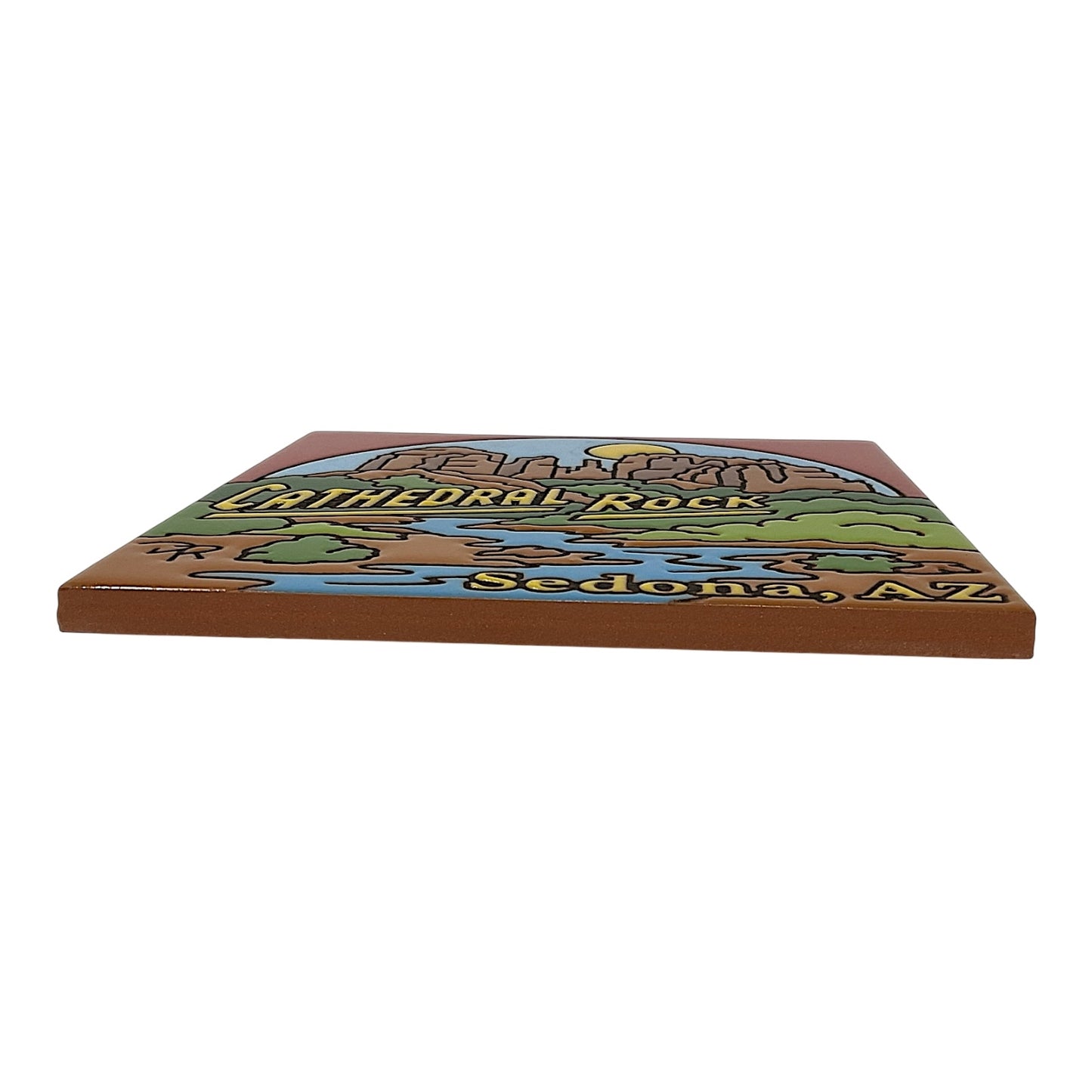 Earthtones Sedona Arizona Cathedral Rock 6X6 Colorful Hand Glazed Southwest Decorative Tile