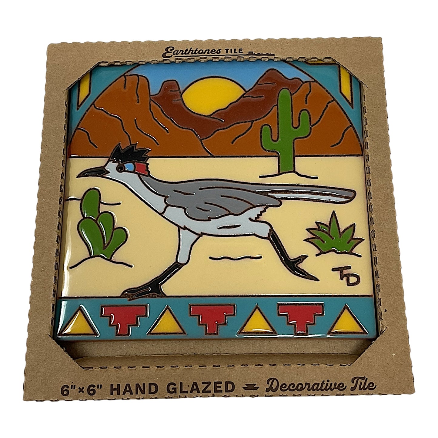 Earthtones Desert Roadrunner 6X6 Colorful Hand Glazed Decorative Southwestern Tile
