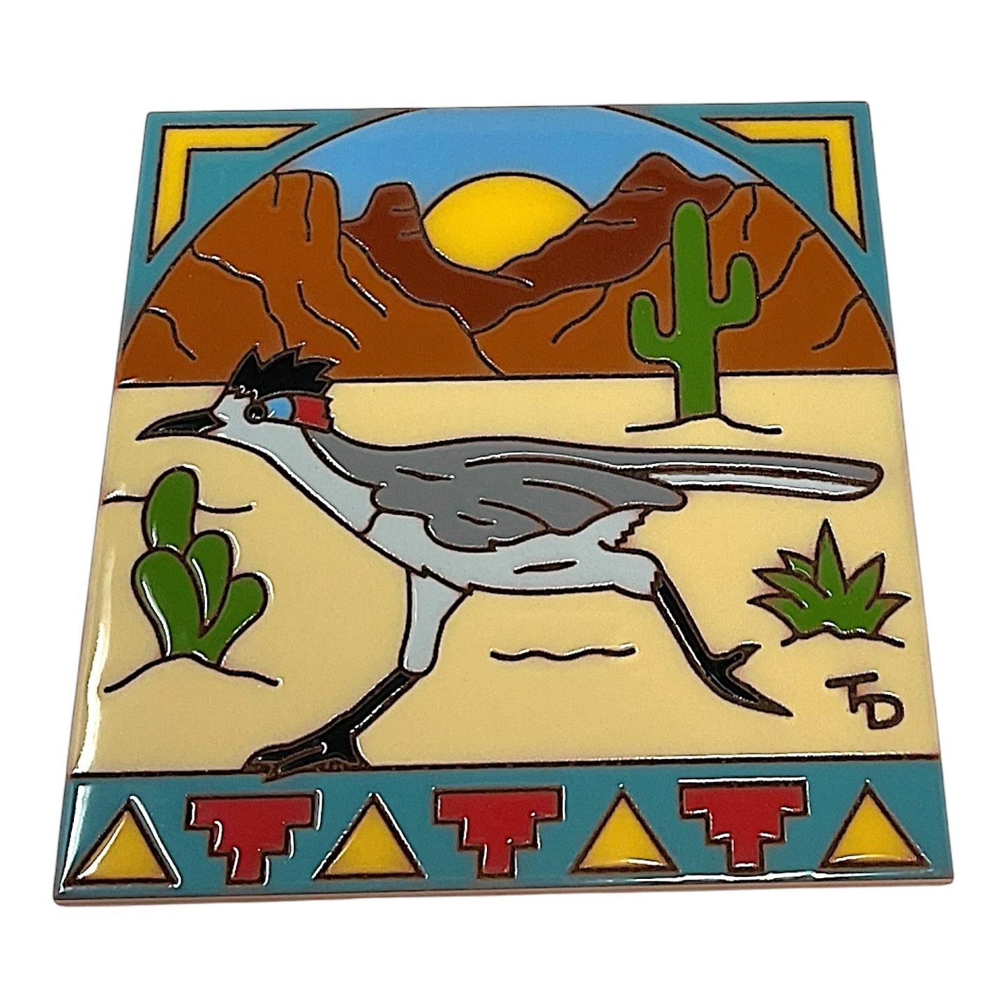 Earthtones Desert Roadrunner 6X6 Colorful Hand Glazed Decorative Southwestern Tile