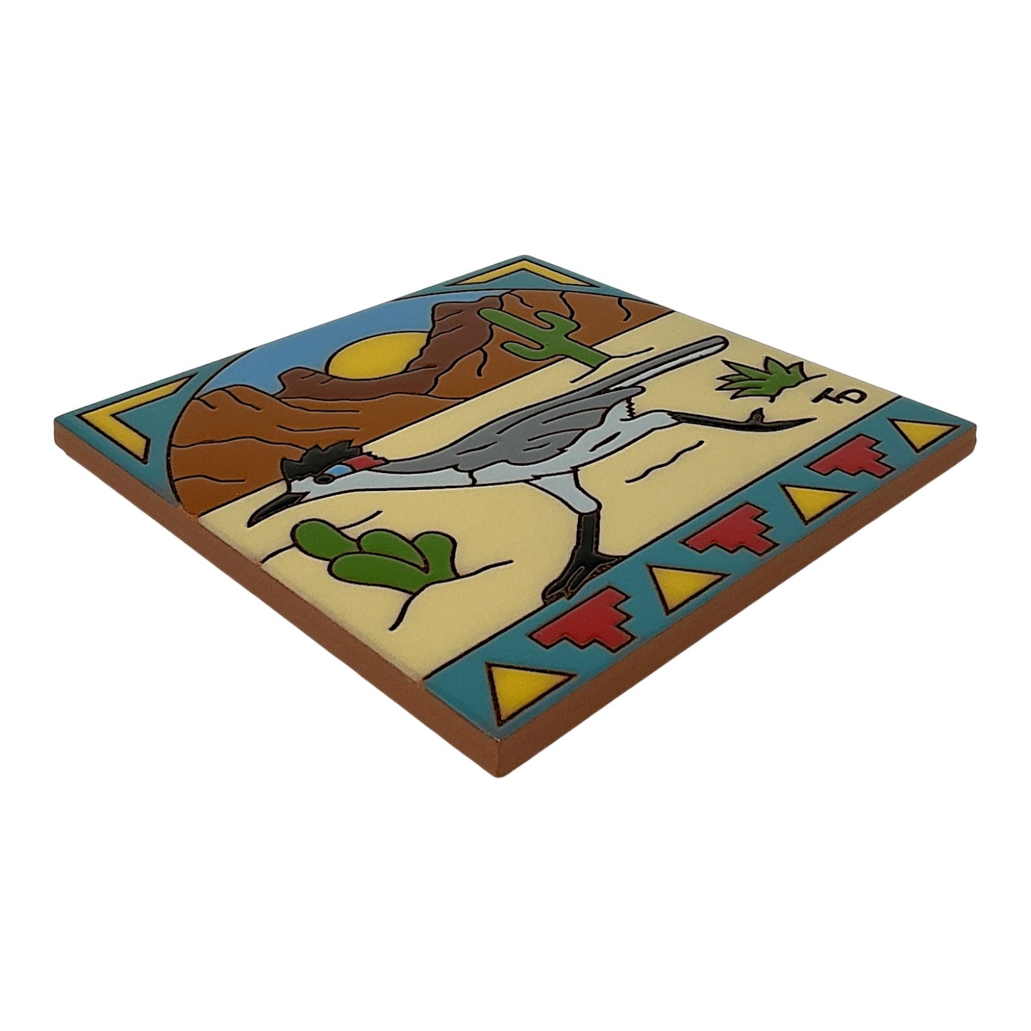 Earthtones Desert Roadrunner 6X6 Colorful Hand Glazed Decorative Southwestern Tile