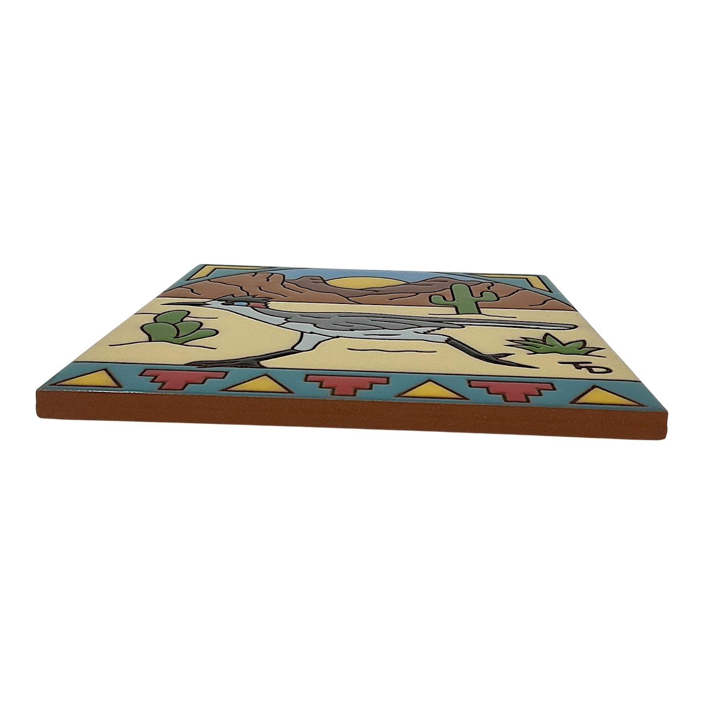 Earthtones Desert Roadrunner 6X6 Colorful Hand Glazed Decorative Southwestern Tile