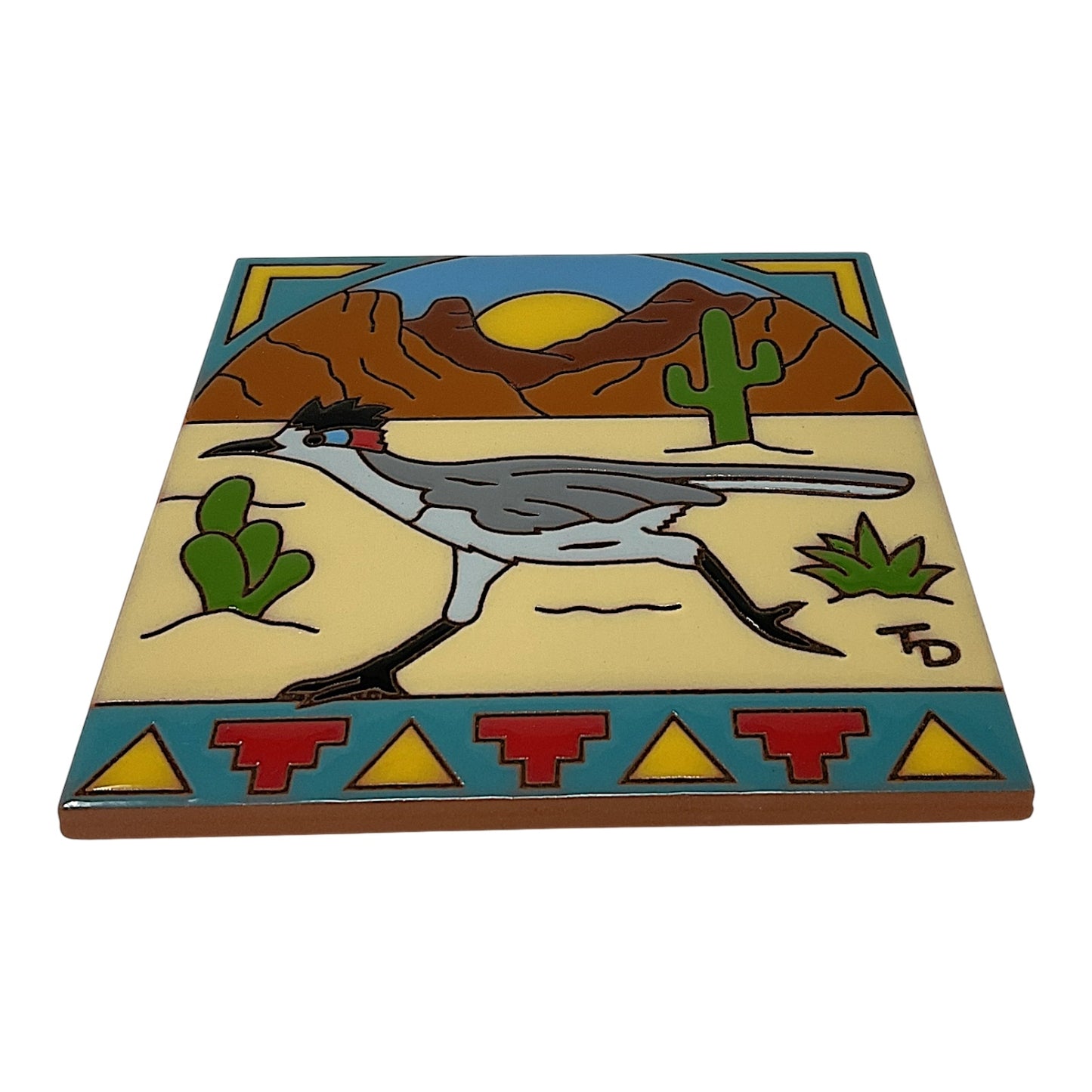 Earthtones Desert Roadrunner 6X6 Colorful Hand Glazed Decorative Southwestern Tile