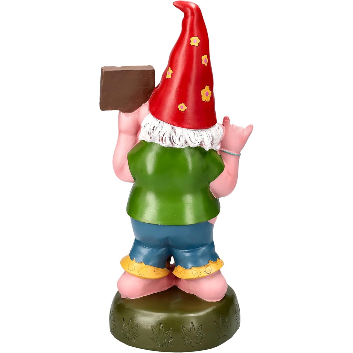 Hippie Gnome Pot Smoking Keep On Grass Garden Gnome Statue 10 inches Tall