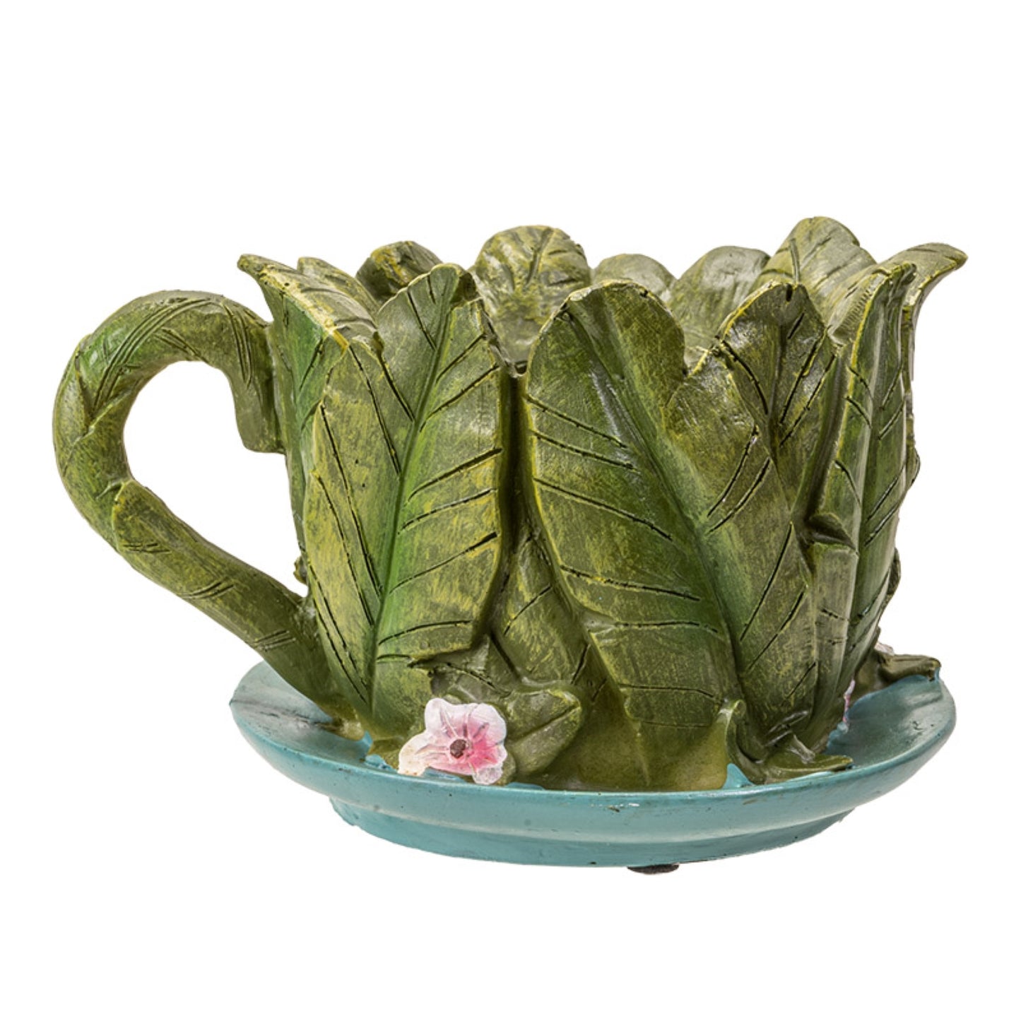 Fairy Garden Teacup Shaped Leaf House Floral Planter 7.5 inch
