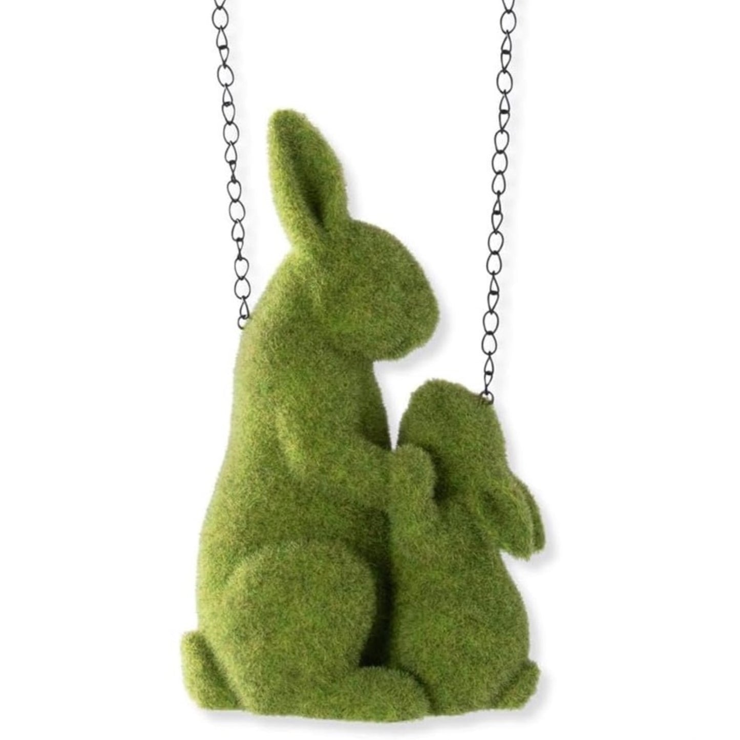 K&K Interiors Flocked Moss Mother and Child Garden Rabbits Arrow Replacement Sign 12.25 Inch - Arrow Sold Separately