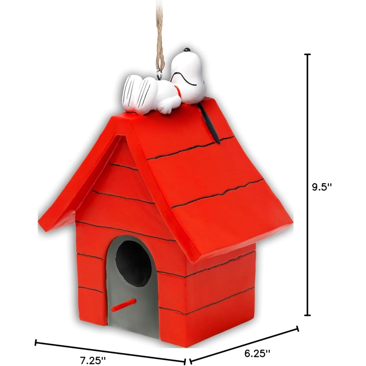 Spoontiques Peanuts Snoopy on Dog House Outdoor Garden Resin Hanging Novelty Birdhouse 9.5 inch