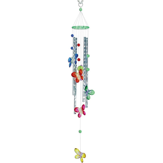 Spoontiques Colorful Butterfly Acrylic Wind Chime Outdoor Garden Décor Backyard and Patio Decoration 27 inch