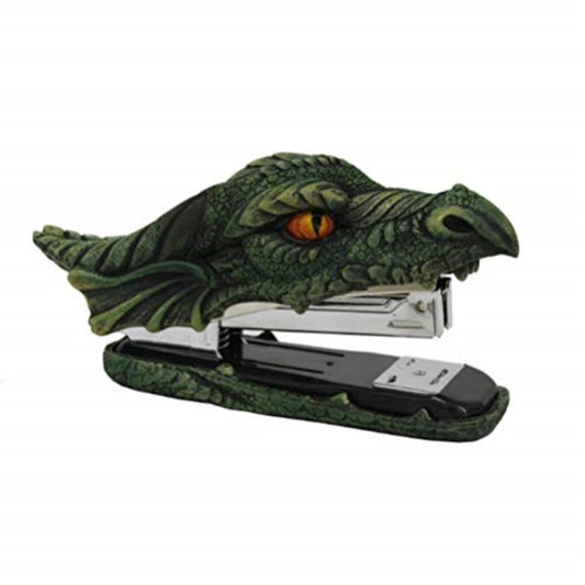 Dragon Green Head Golden Eyes Decorative Functional Stapler Figurine Office Desktop Stationery
