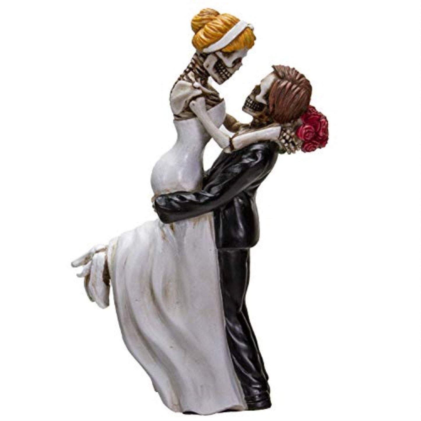 Love Never Dies Skeleton Bride and Groom Wedding Couple Resin Figurine 6.25 inch