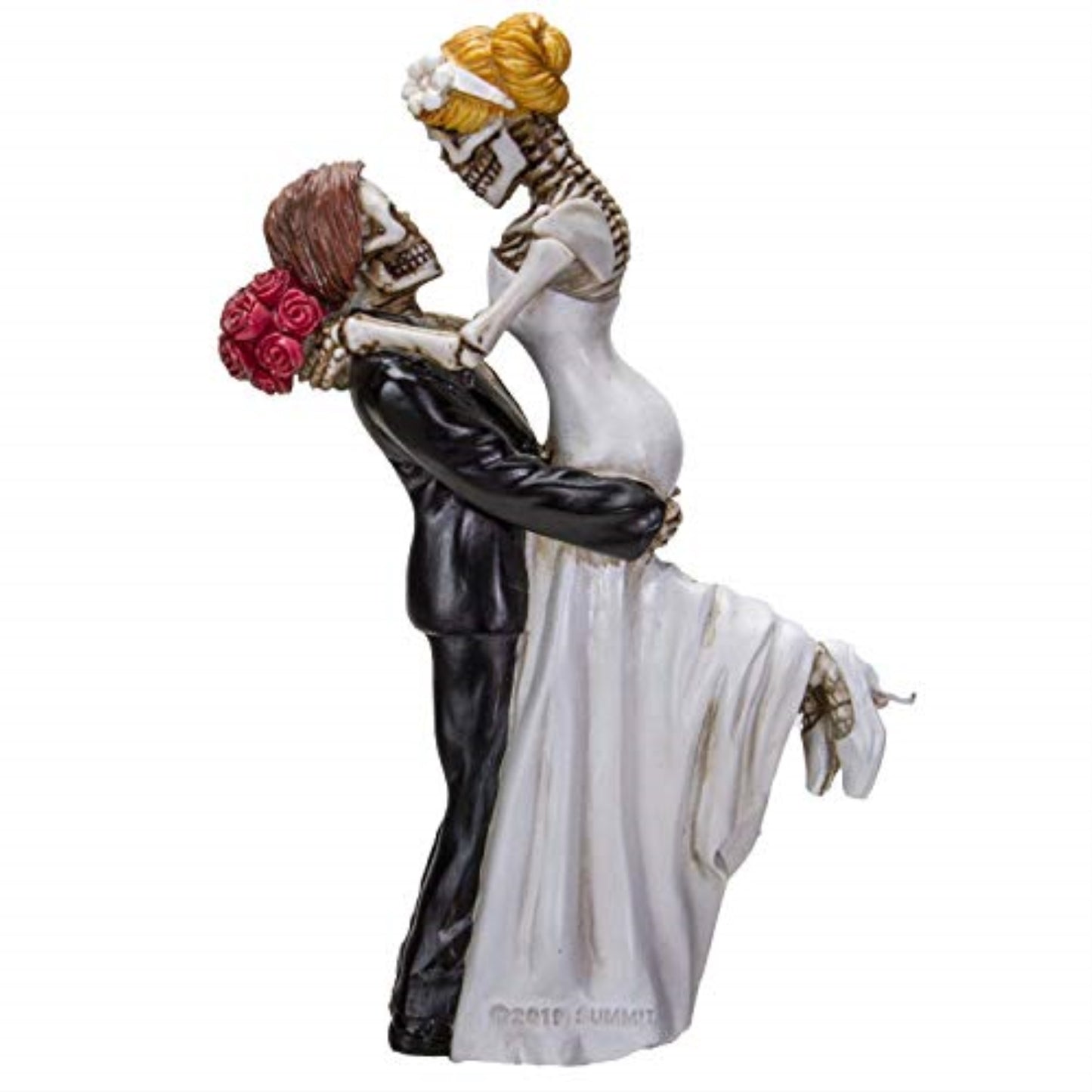 Love Never Dies Skeleton Bride and Groom Wedding Couple Resin Figurine 6.25 inch