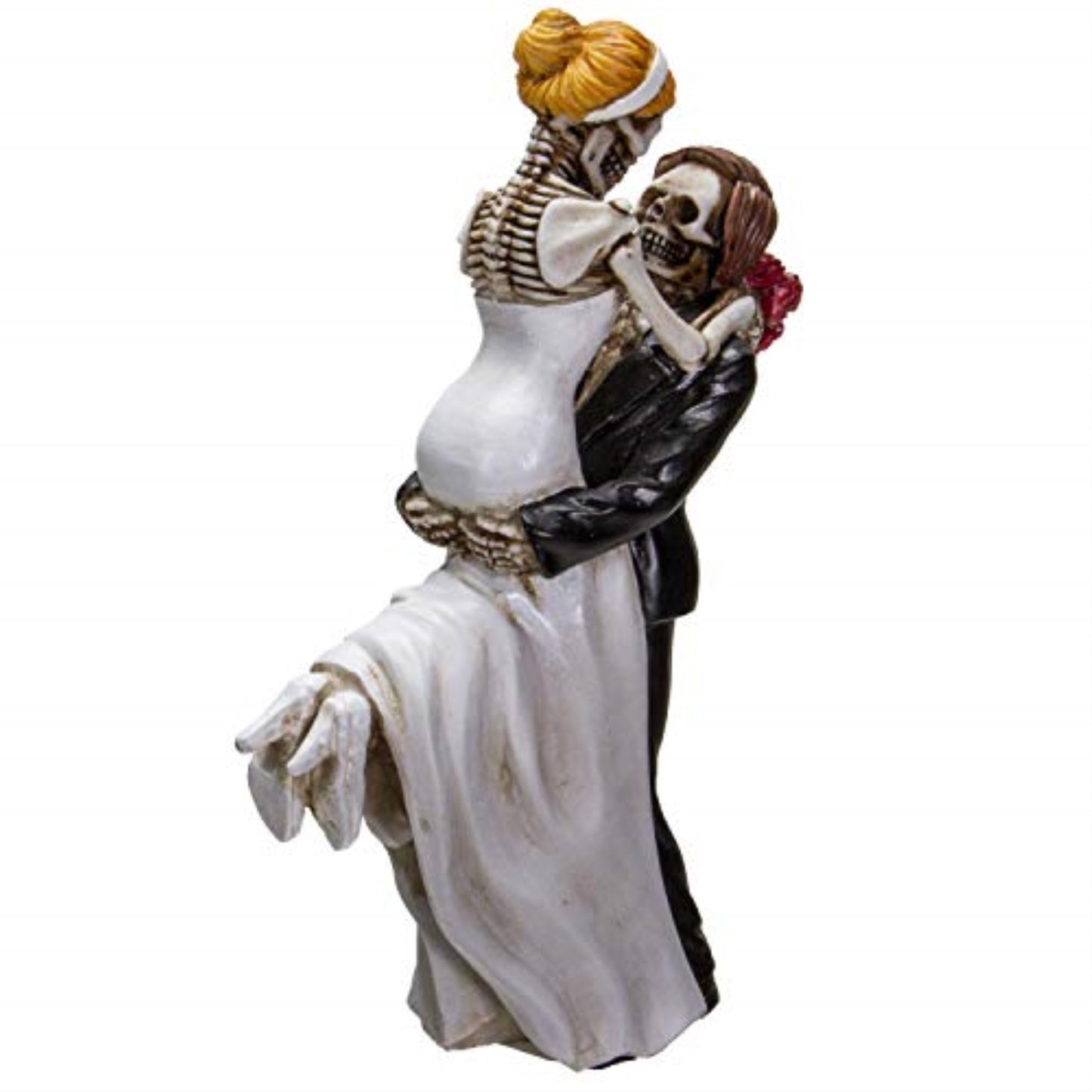 Love Never Dies Skeleton Bride and Groom Wedding Couple Resin Figurine 6.25 inch