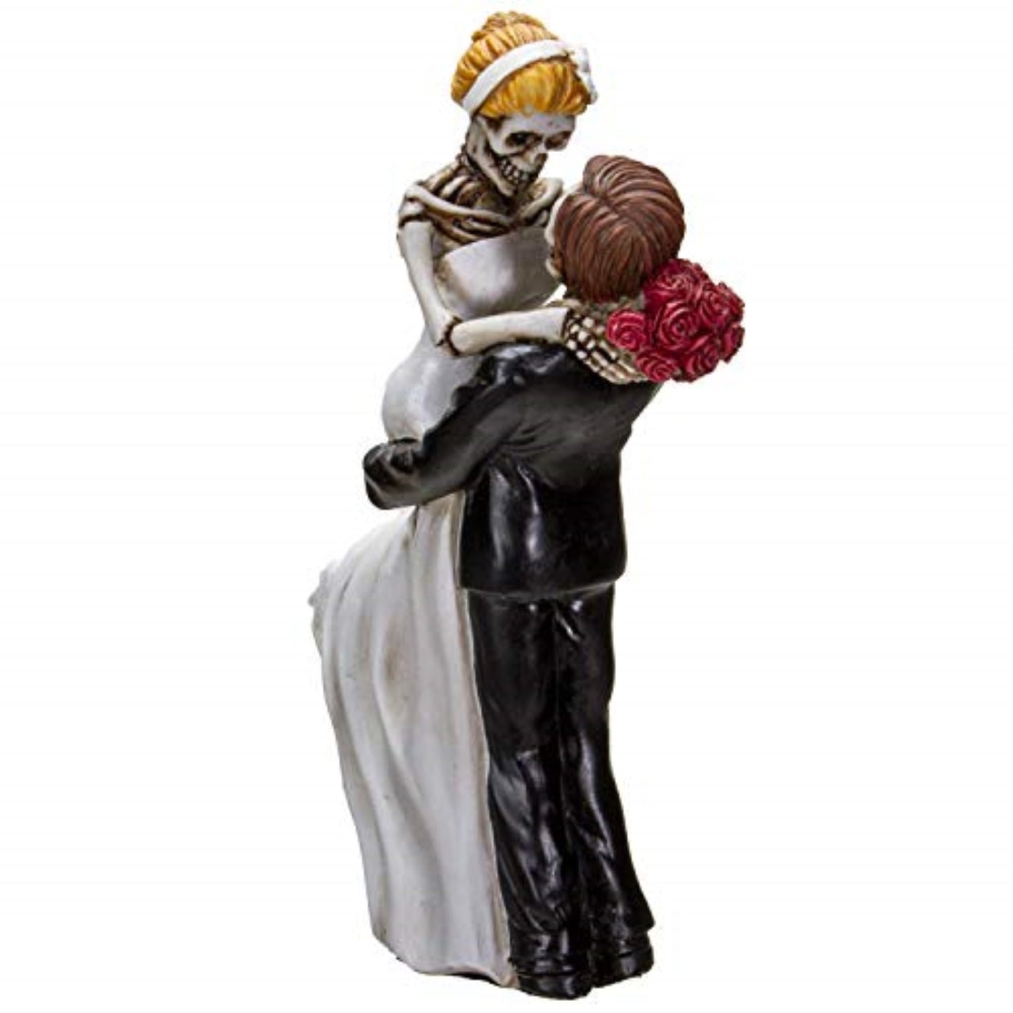 Love Never Dies Skeleton Bride and Groom Wedding Couple Resin Figurine 6.25 inch
