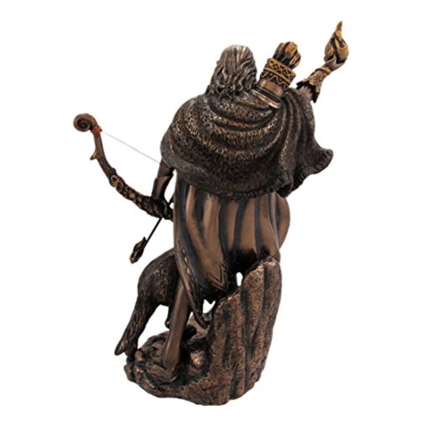 Skadi Warrior with Bow and Arrow and Wolf Resin Statue Figurine 9.1 inch