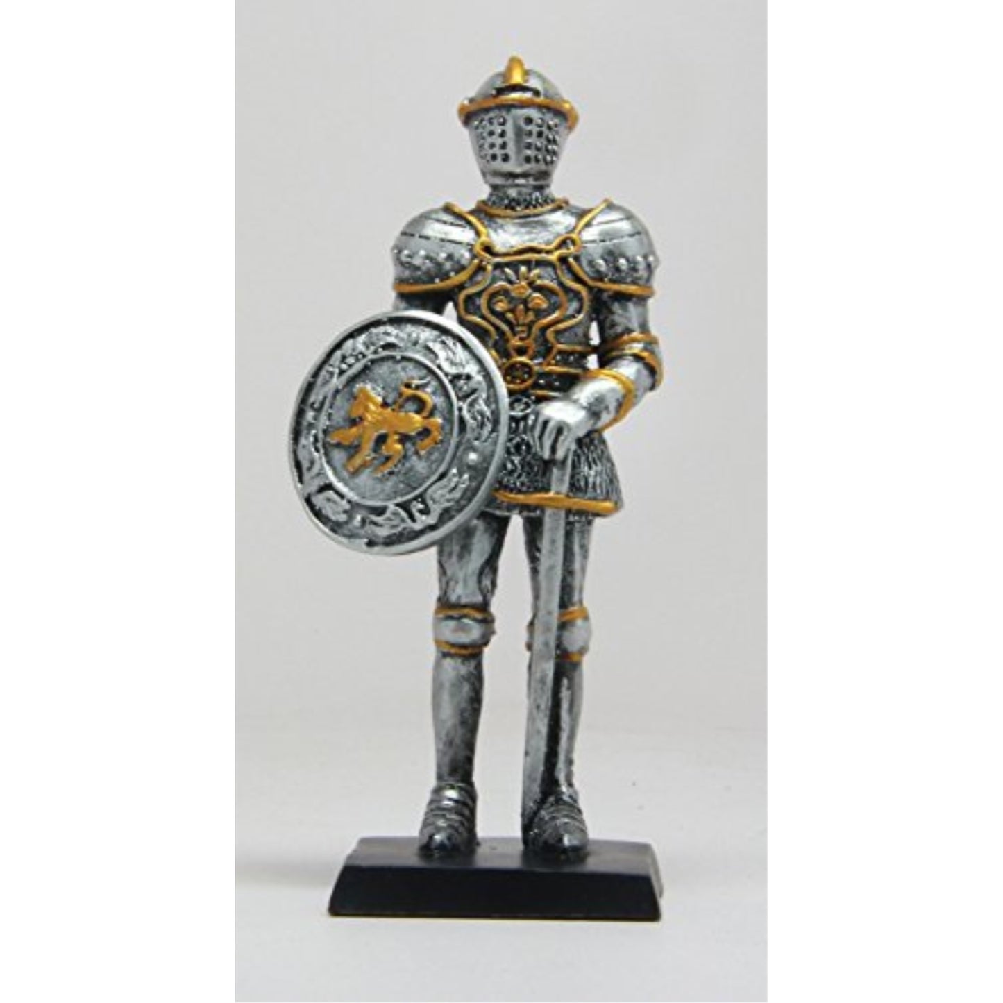 Medieval Knight with Sword and Shield Resin Statue Figurine 4 inch