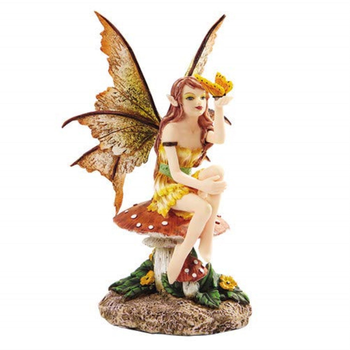 Amy Brown Fantasy Golden Butterfly Faery Mushroom Fairy Statue Enchanted 6 inch