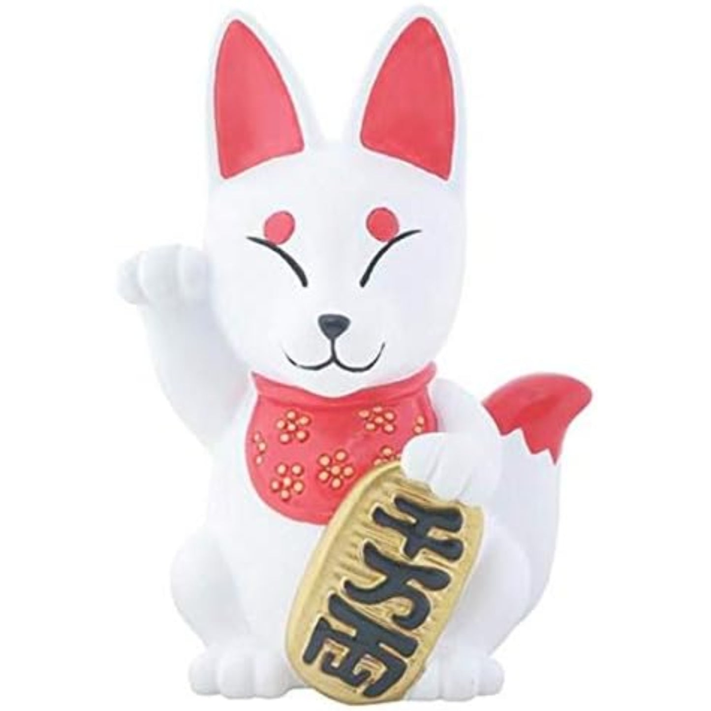 Japanese Folktale White Fox with Coin Kitsune Collectible Figurine 4.5 inch