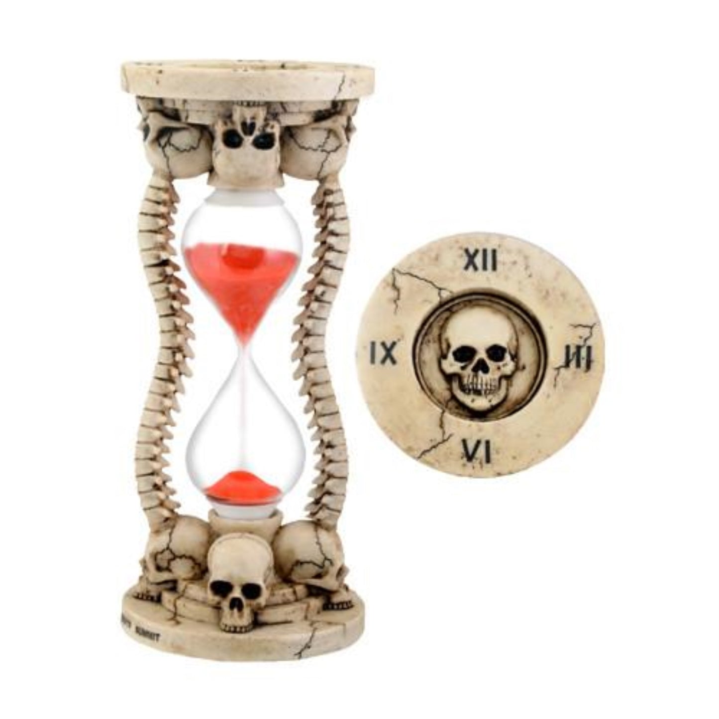 Skull Skeleton Sand Timer Resin Collectible Figurine 8 inch