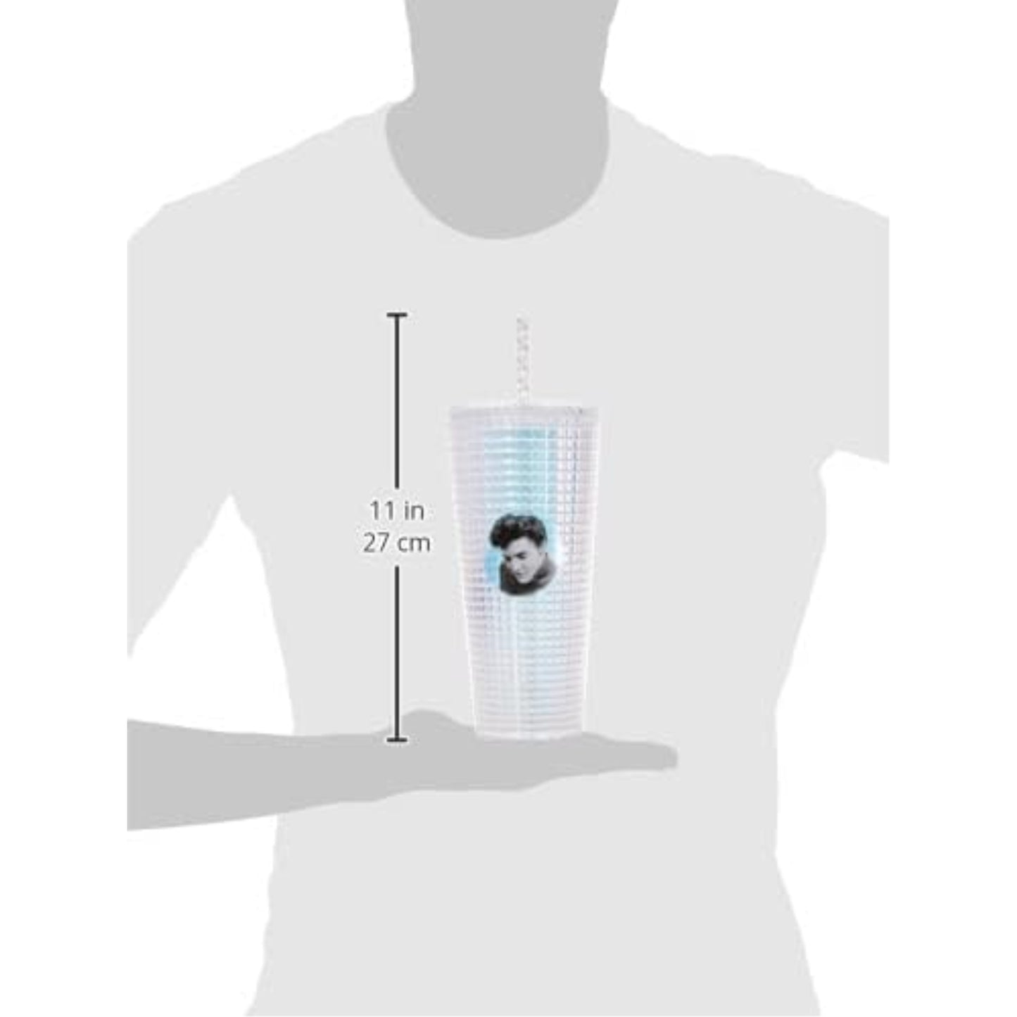 Spoontiques Elvis Presley Diamond Tumbler Textured Double Wall Insulated Cup with Straw 20 ounce