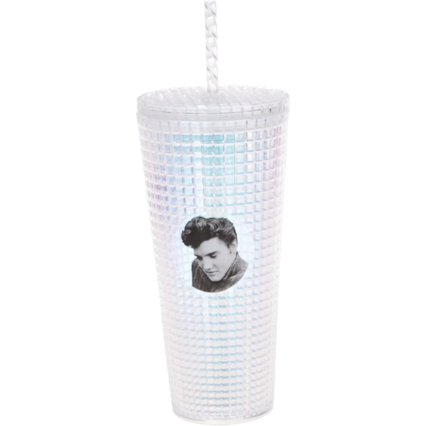 Spoontiques Elvis Presley Diamond Tumbler Textured Double Wall Insulated Cup with Straw 20 ounce