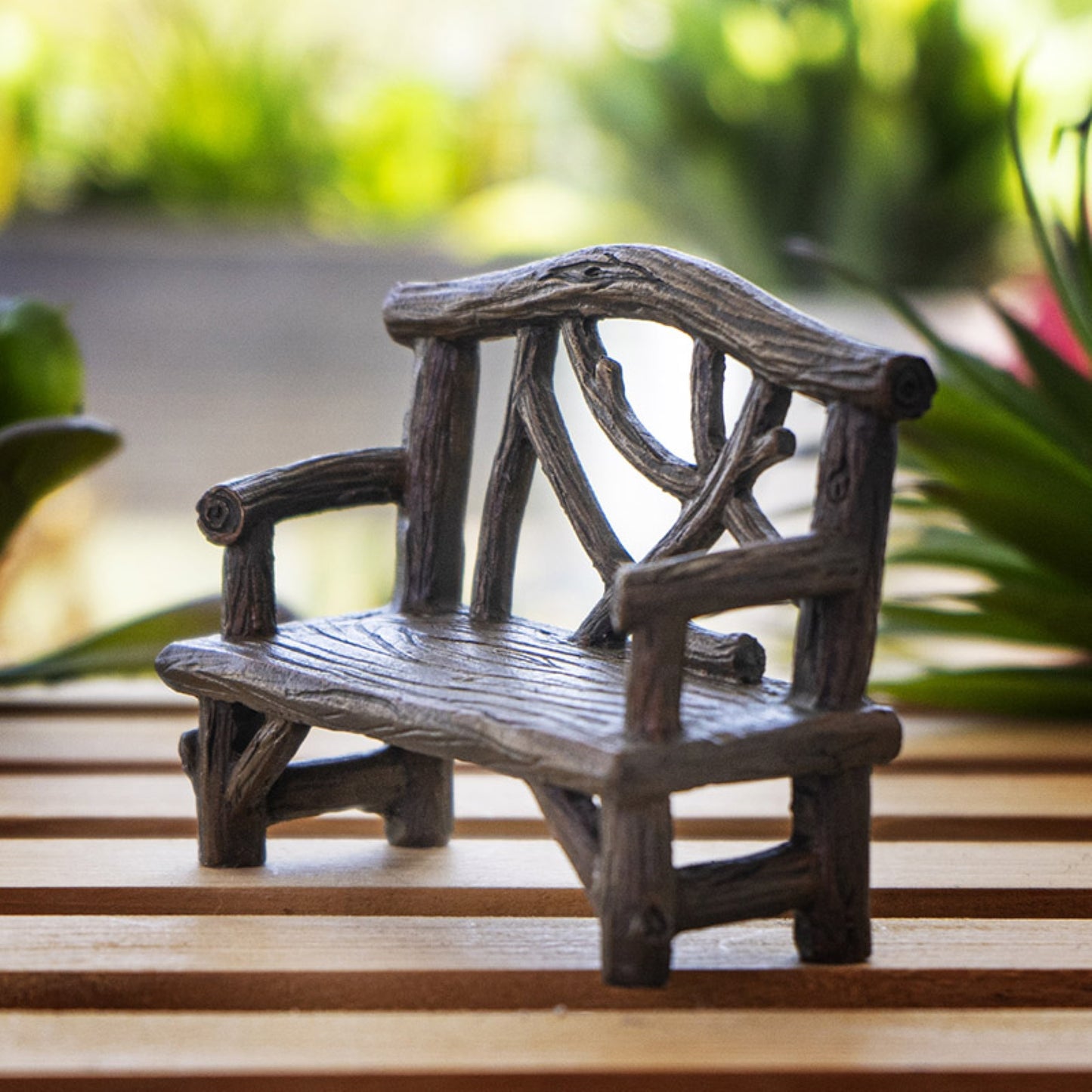 Enchanted Garden Tree Stump Bench Mini Fairy Garden Decorative Accessory 4 Inch Long