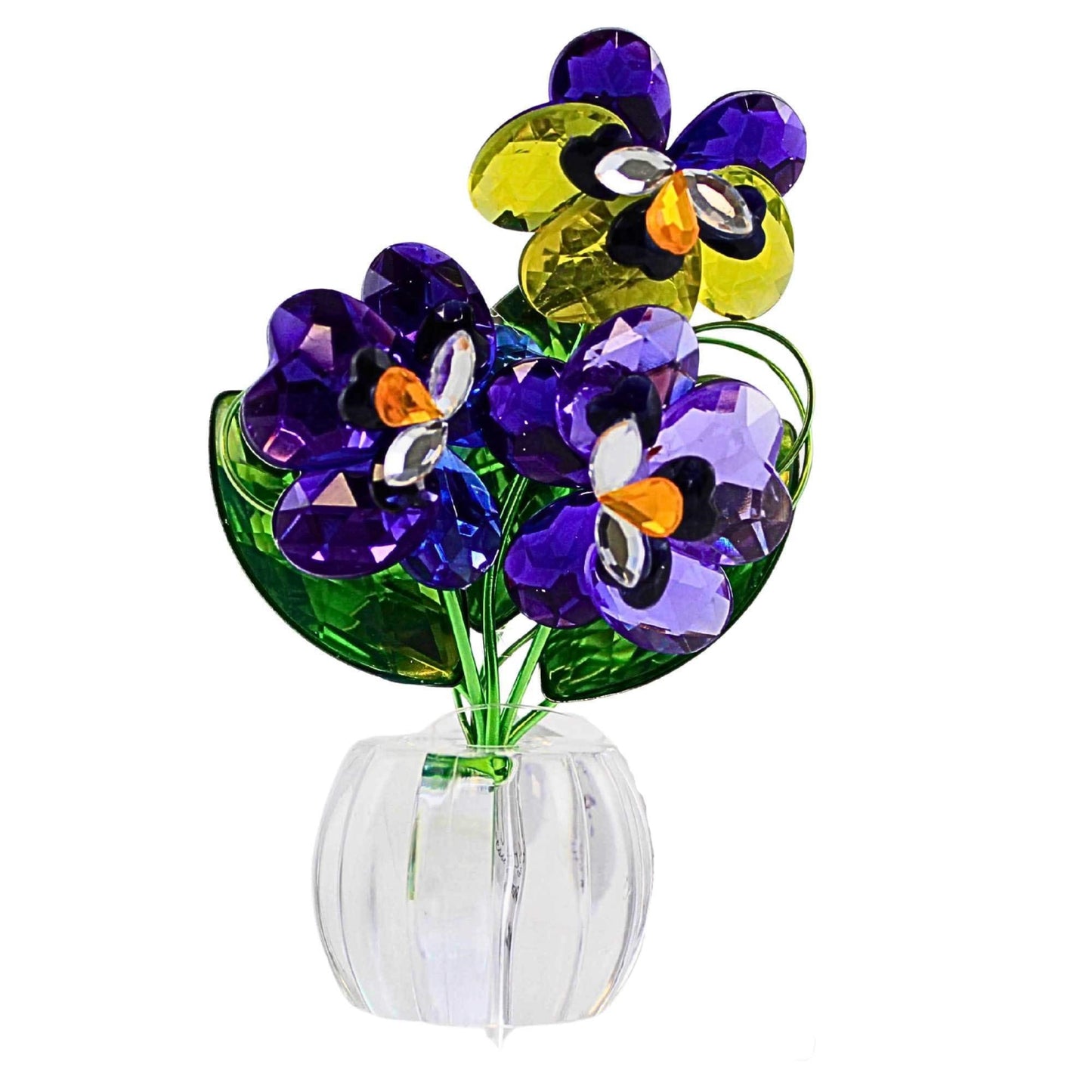 Ganz Pansy Posy Pot Acrylic Multicolored Flower Figurine 4 inch