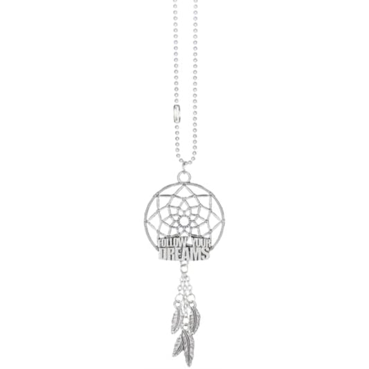 Ganz Follow Your Dreams Dreamcatcher Zinc Metal Car Charm with Silver Chain