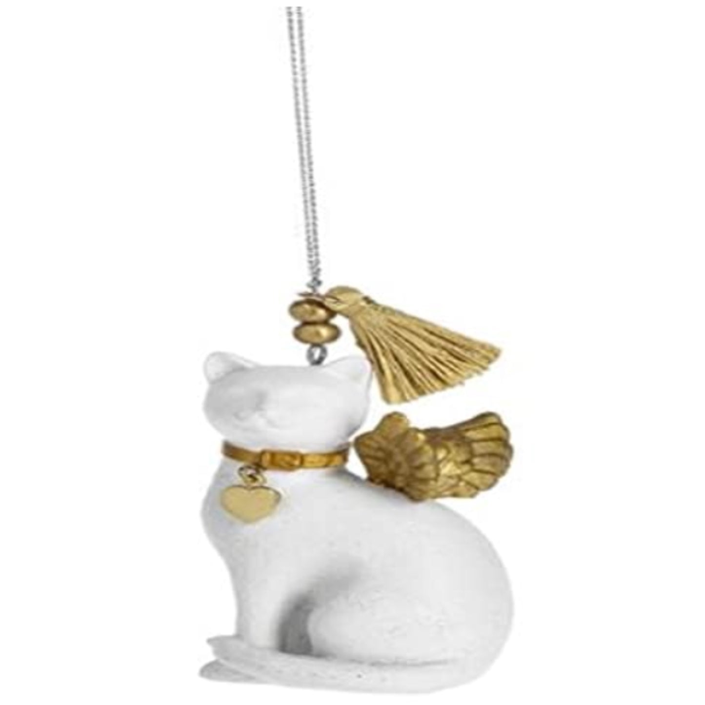 Ganz Cat Angel Resin Christmas Tree Ornament 3.4 Inch White