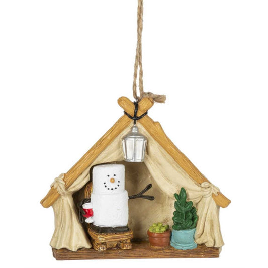 Ganz Smores Glamping Marshmallow Snowman Resin Holiday Christmas Ornament 3 inch