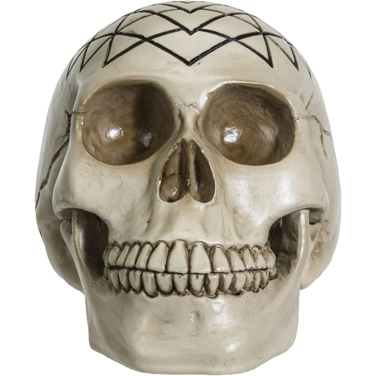 Sacred Geometry Yantra Human Skull Figurine 6.25 inch