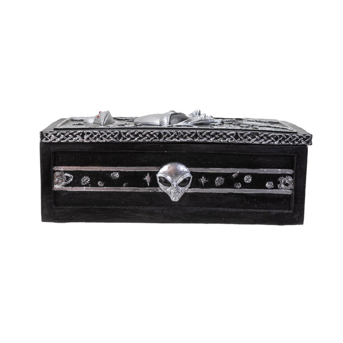 UFO Alien Sci-fi Spaceship Jewelry Trinket Keepsake Lidded Box 5.6 inches Long