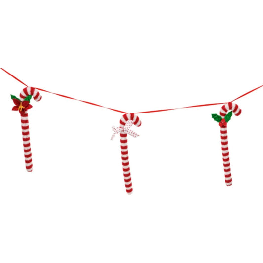 Ganz Red and White Candy Cane Polyester Christmas Garland Stand 72 Inches Long