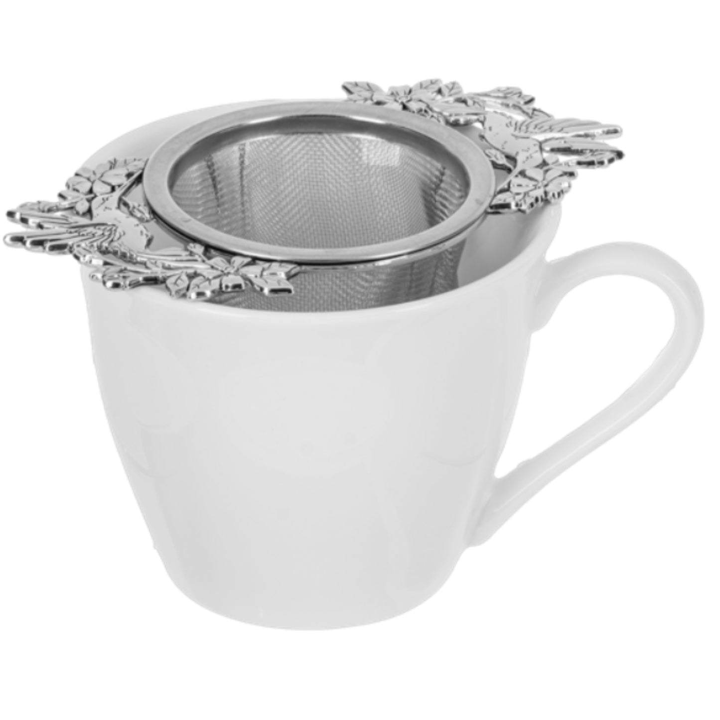 Ganz Hummingbird Flower Zinc Herbal Drink Infuser Steeper Fine Mesh Strainer for Loose Leaf Tea 4.5 x 2.5 In