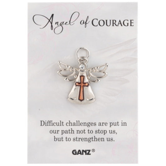 Ganz Angel Of Courage Difficult Challenges Are Put In Our Path Not To Stop Us, But To Strengthen Us Metal Pin 1.25 x 1 inch