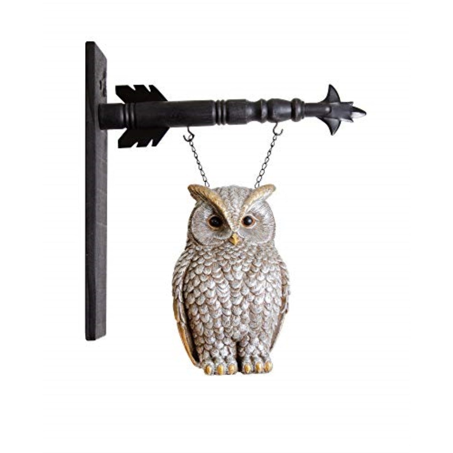 K&K Interiors Silver and Gold Metallic Resin Owl Arrow Replacement Sign 11.5 inch - Arrow Sold Separately