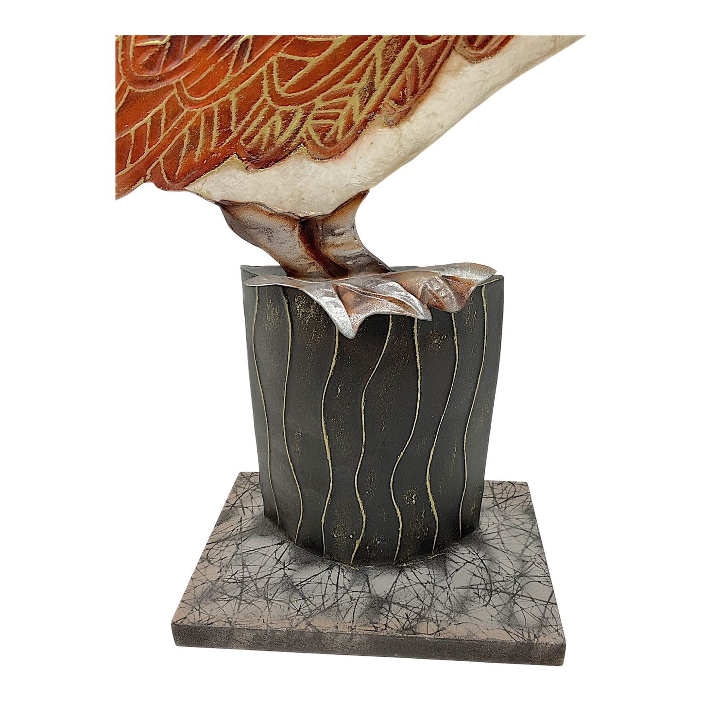 Pelican Bird on Piling Capiz Table Top Statue Figurine Beach Coastal Decoration 18.75 x 16 Inches