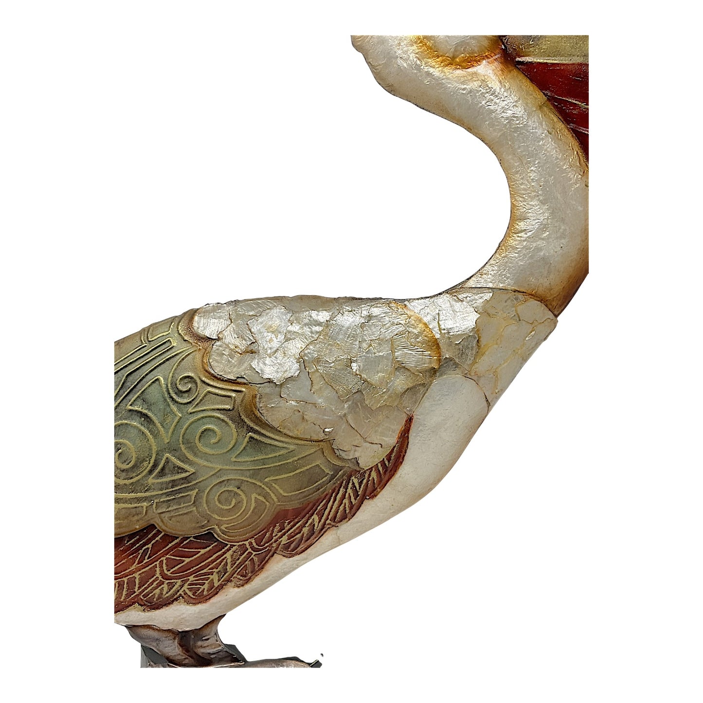 Pelican Bird on Piling Capiz Table Top Statue Figurine Beach Coastal Decoration 18.75 x 16 Inches