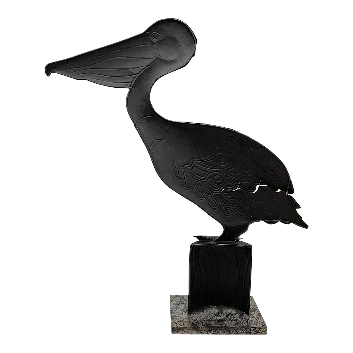 Pelican Bird on Piling Capiz Table Top Statue Figurine Beach Coastal Decoration 18.75 x 16 Inches