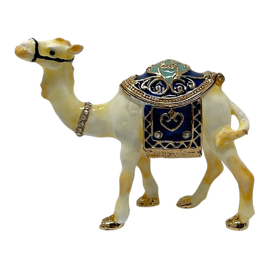 White Camel Bejeweled Enamel Jewelry Trinket Keepsake Box Container Animal 3 x 2.5 inch