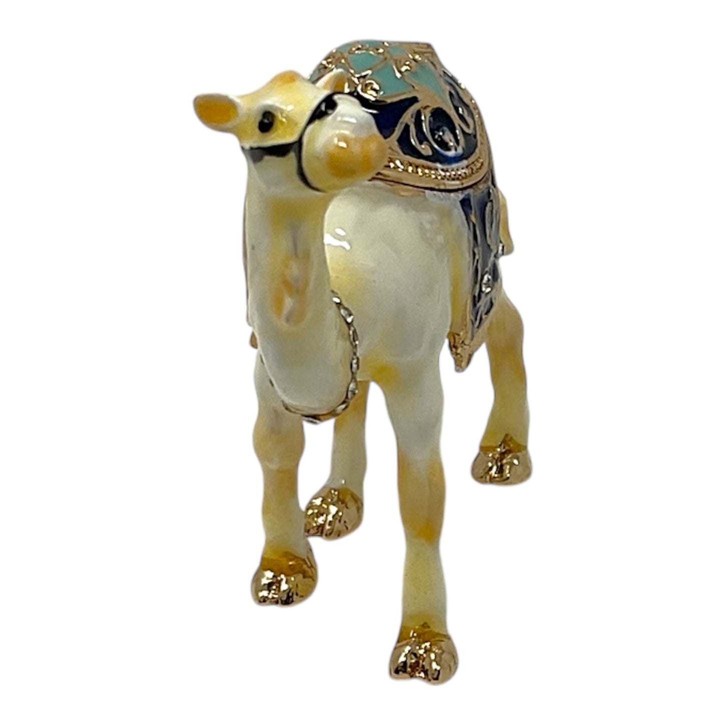 White Camel Bejeweled Enamel Jewelry Trinket Keepsake Box Container Animal 3 x 2.5 inch
