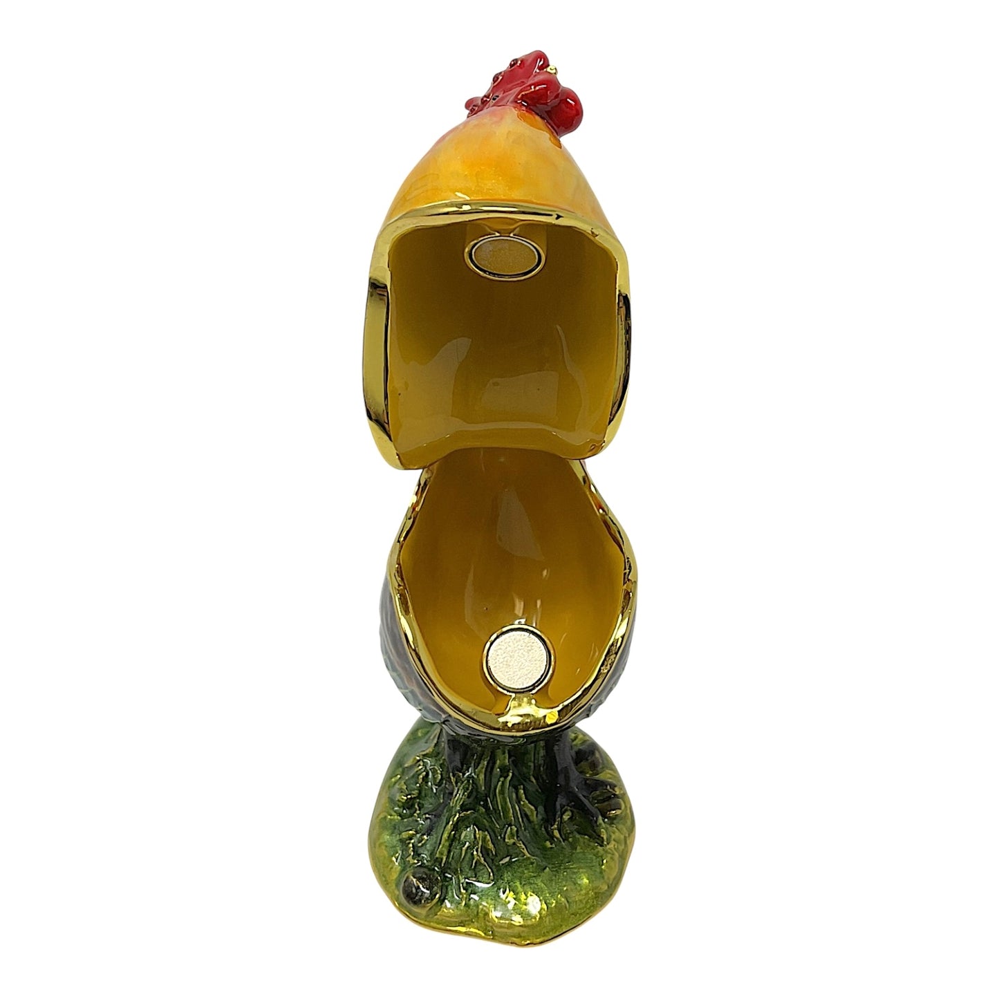 Rooster Bird with Crystals Enameled Farm Animal Jewelry Trinket Keepsake Box 3 x 3.25 inch