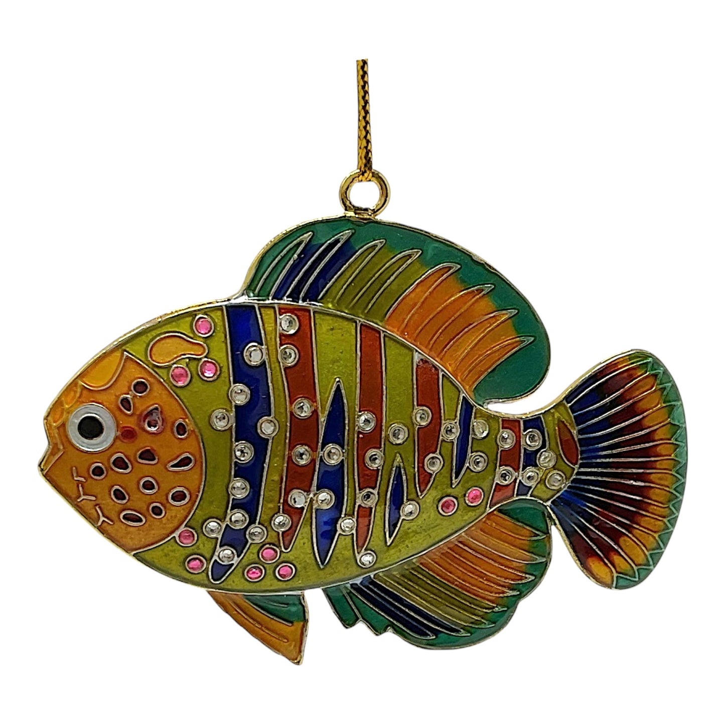 Colorful Siamese Fighting Fish Betta Cloisonne Metal Christmas Tree Ornaments 4 Piece Set 3.1 x 2.25 inch