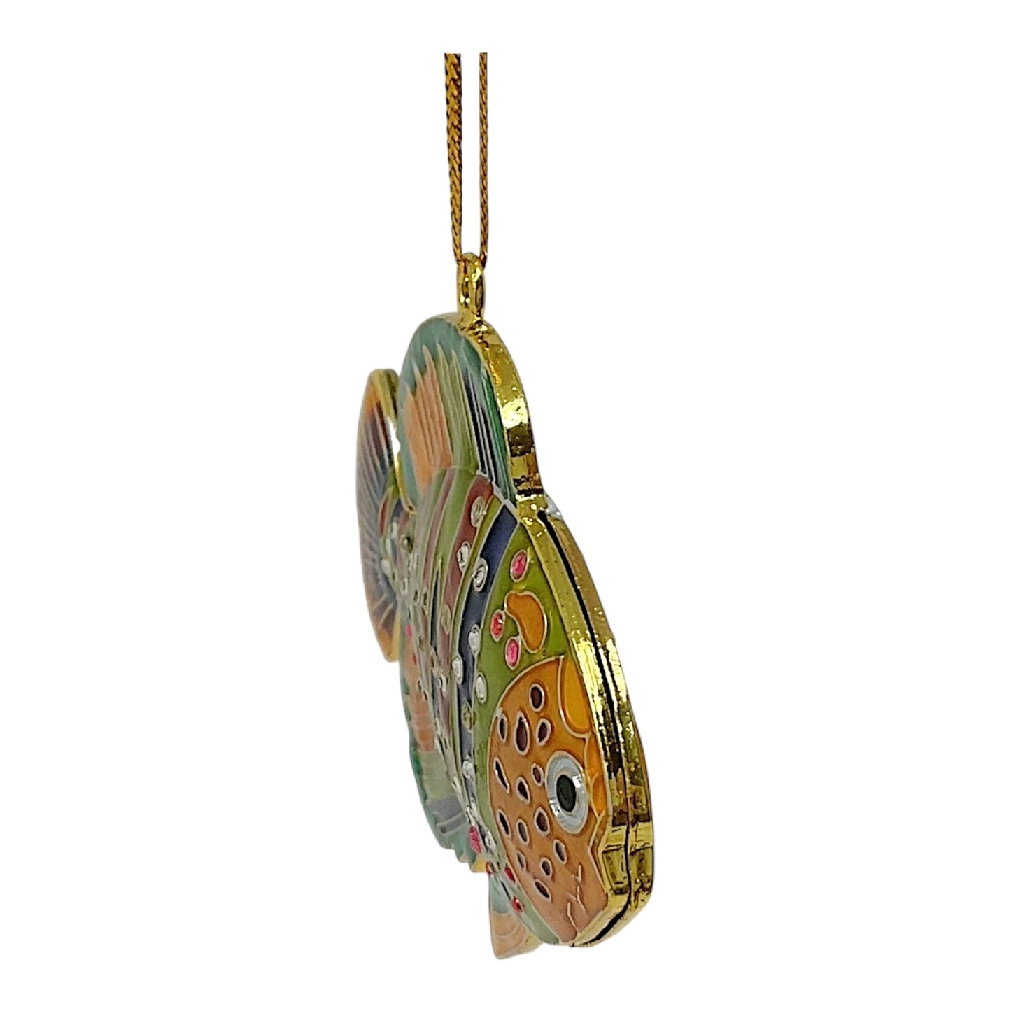 Colorful Siamese Fighting Fish Betta Cloisonne Metal Christmas Tree Ornaments 4 Piece Set 3.1 x 2.25 inch