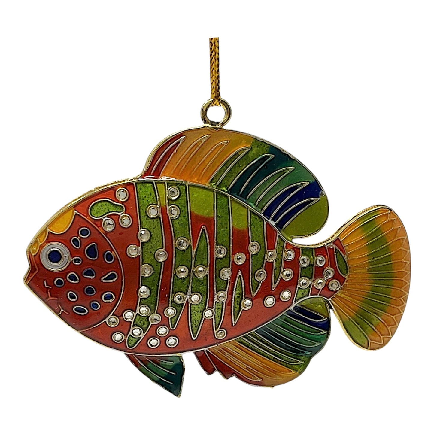 Colorful Siamese Fighting Fish Betta Cloisonne Metal Christmas Tree Ornaments 4 Piece Set 3.1 x 2.25 inch