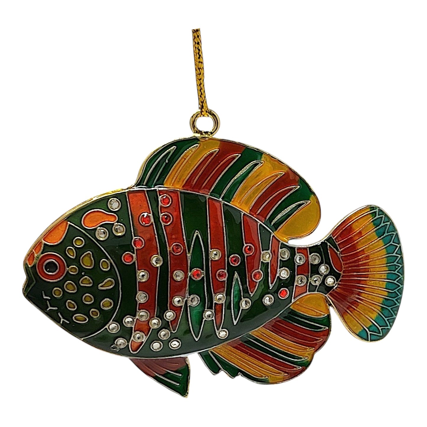Colorful Siamese Fighting Fish Betta Cloisonne Metal Christmas Tree Ornaments 4 Piece Set 3.1 x 2.25 inch