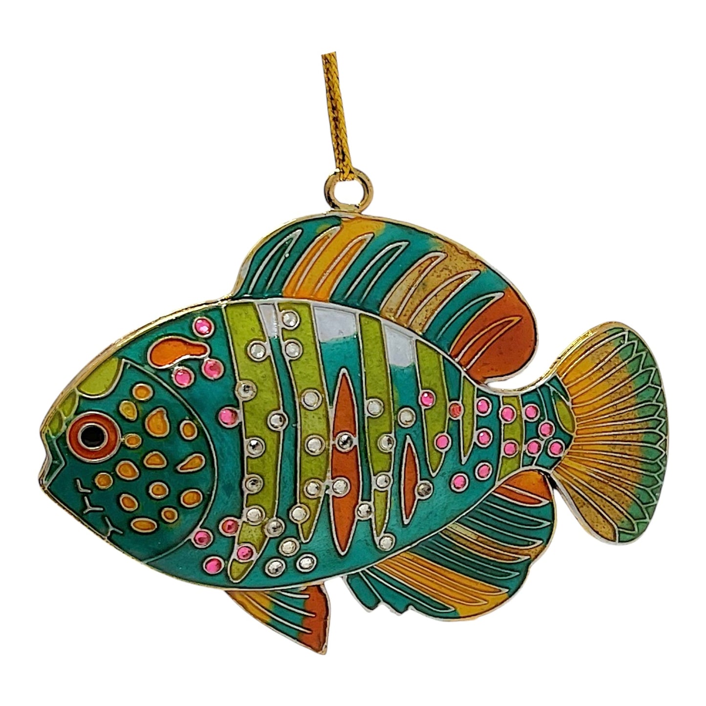 Colorful Siamese Fighting Fish Betta Cloisonne Metal Christmas Tree Ornaments 4 Piece Set 3.1 x 2.25 inch