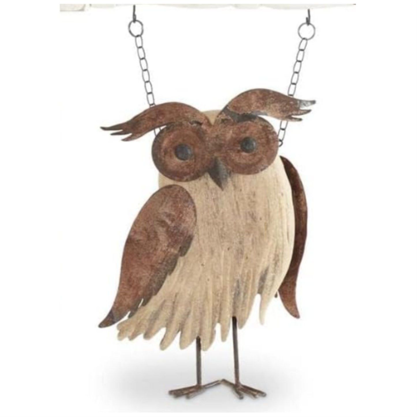 K&K Interiors Wood and Rusty Color Metal Owl Arrow Replacement Sign 13.25 inch - Arrow Sold Separately