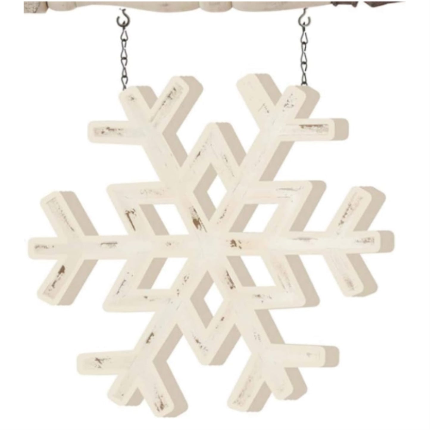 K&K Interiors White Painted Snowflake Christmas Arrow Replacement Sign 12 inch - Arrow Sold Separately