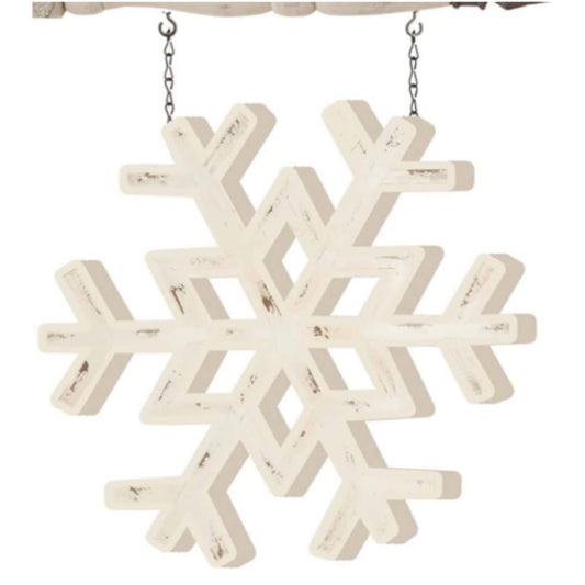 K&K Interiors White Painted Snowflake Christmas Arrow Replacement Sign 12 inch - Arrow Sold Separately
