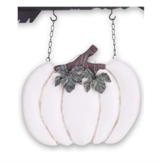 K&K Interiors Resin Whitewashed Pumpkin Hanging Arrow Replacement Sign 11 inch - Arrow Sold Separately